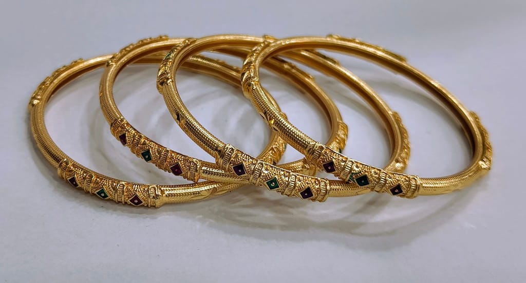Gold Plated Bangles with Meenakari Work