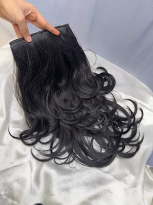 Wavy 3 Clips Volumising 20 & 16 Inches Human Hair Extension - Natural Black and Natural Brown-Natural Black / 20"