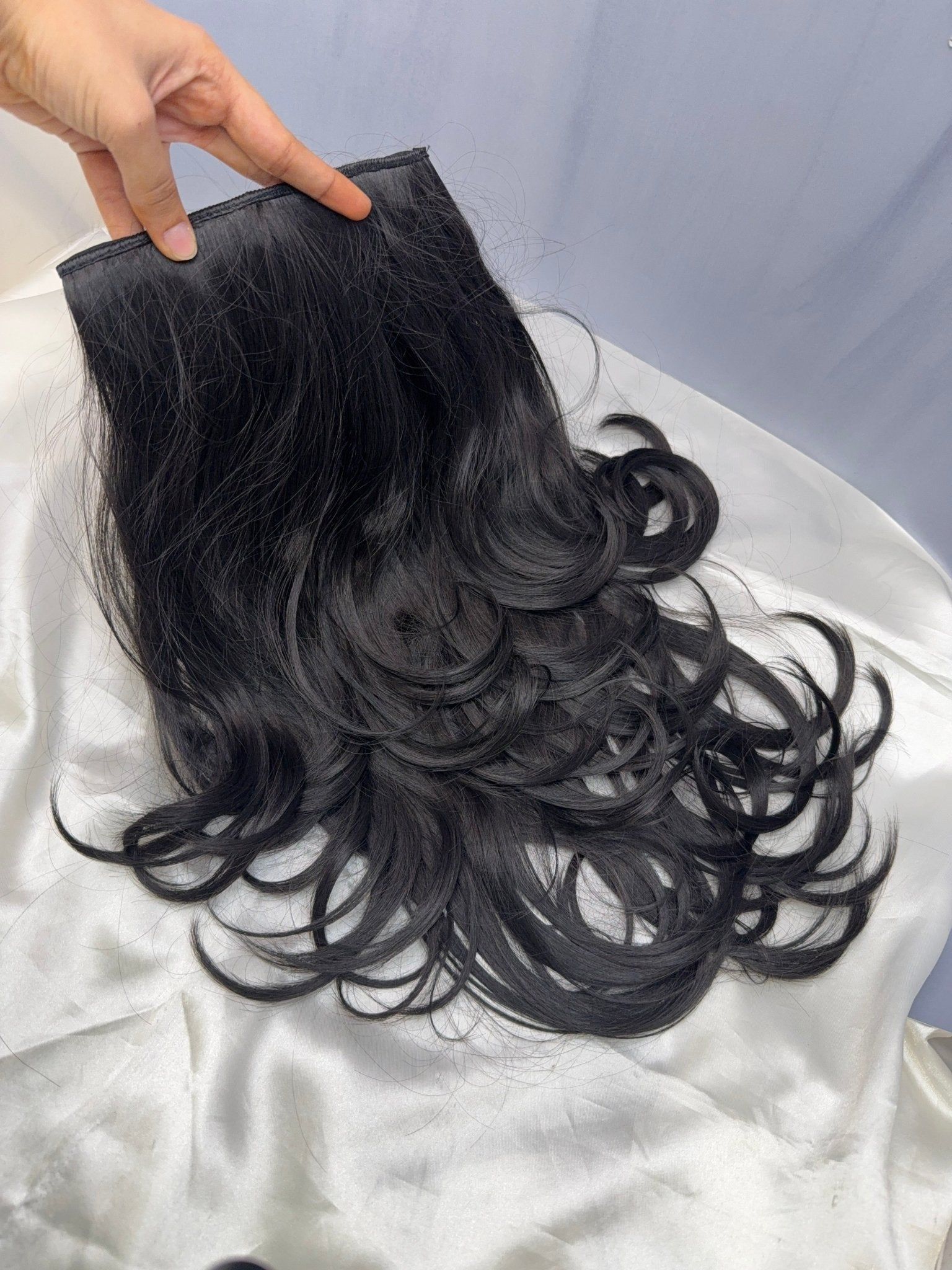 Wavy 3 Clips Volumising 20 & 16 Inches Human Hair Extension - Natural Black and Natural Brown-Natural Black / 20"