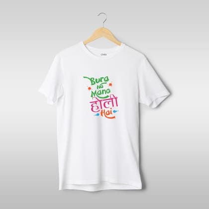 Bura Na Mano Holi Hai  Regular Fit T-Shirt-S / Cotton / White
