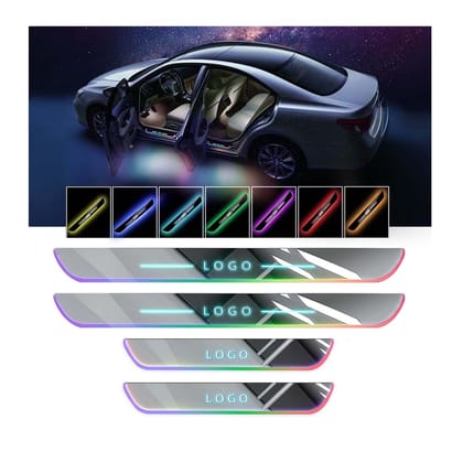4Pcs LED Door Sill Lights, Wireless Car Door Lights, LED Door Sill with 7 Lighting Colors, Auto-Sensing, Magnetic, IP67 Waterproof, Customized Door Lights Logo-Skoda