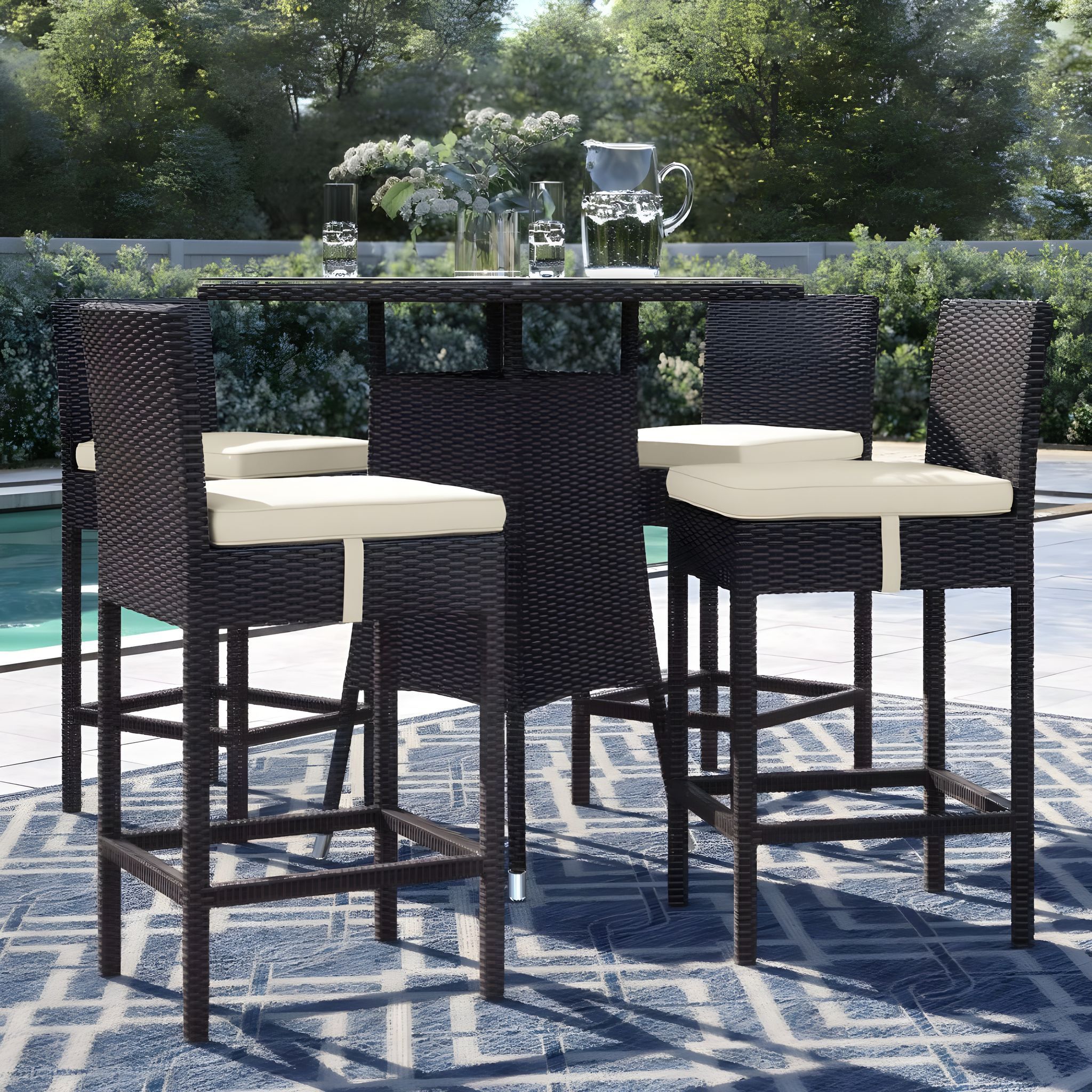 Patio Bar Chairs and Table Set For Outdoor And Indoor