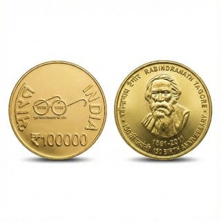 1 Lakh Rupees 1861-2011 Rabindernath Tagore Gold-plated Fantasy Coin Series