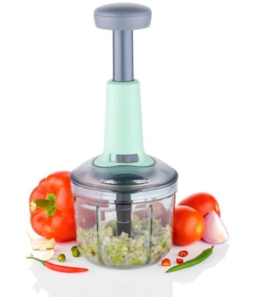 VillWin Manual Hand Press Push Chopper with 4 Blades for Effortless Chopping Vegetables & Fruits Chopper Mixer Cutter to Cut Onion, Salad, Tomato, Potato(Indian,Multicolor) (Push Chopper, 650 ML)