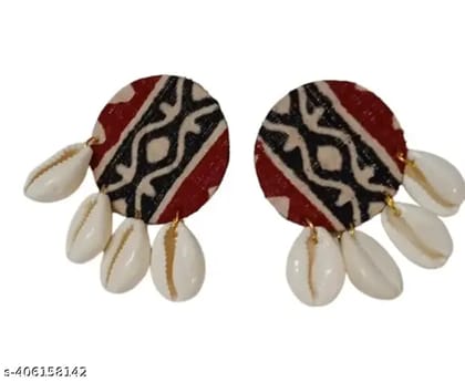 Fabric Earring with Cowrie