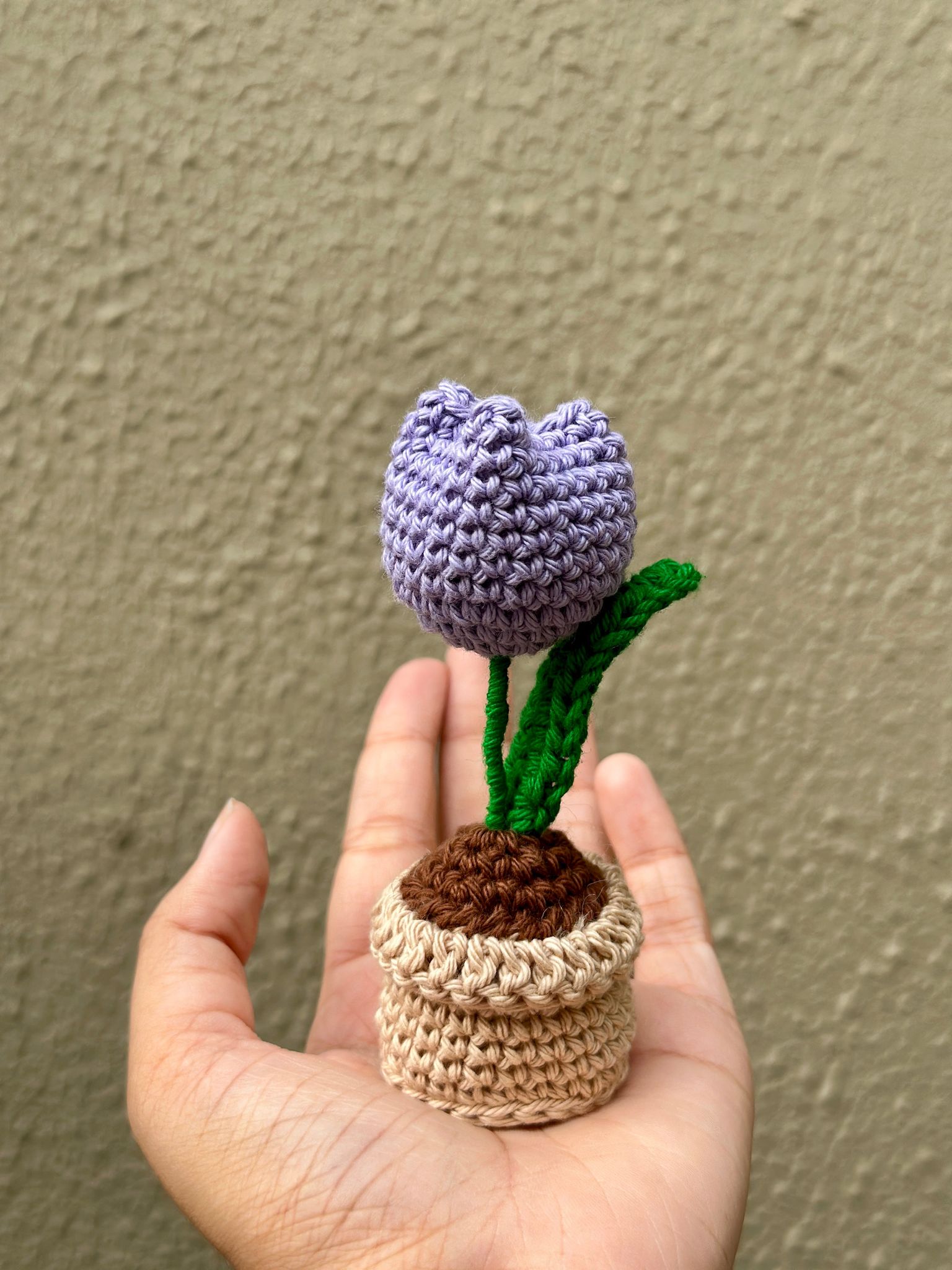 Crochet tulip flower pot-Lavender