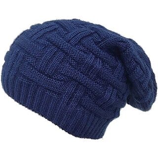 Fashlook Woolen Dark Blue Casual Winter Cap