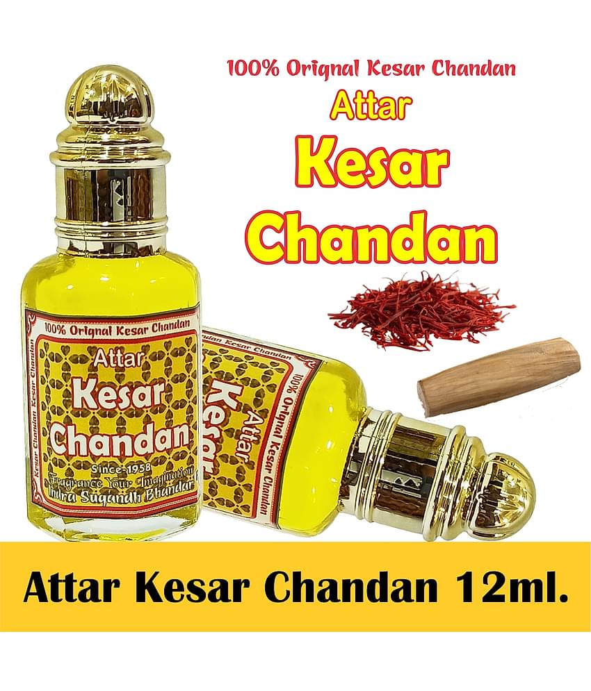 INDRA SUGANDH BHANDAR Attar For Men|Women Kesar Chandan Perfume To Relax & Refresh Your Mind Original Saffron Sandal Long Lasting Fragrance 12ml Rollon Pack
