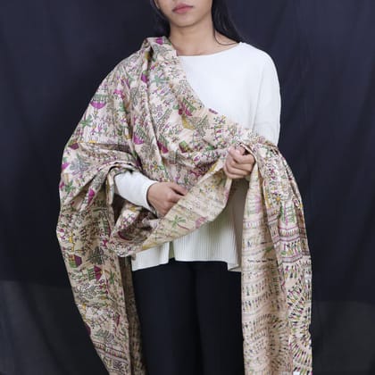 Tribal Design Multi Color Tussar Silk Dupatta