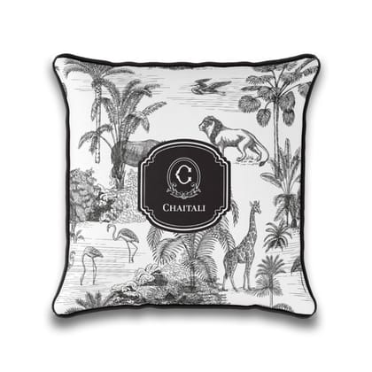 Savanna Noir Cushion Cover-White / 18" / Velvet