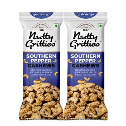 Nutty Gritties Premium Jumbo Size Southern Pepper Cashew Nuts, 40 gm - Pack of 2
