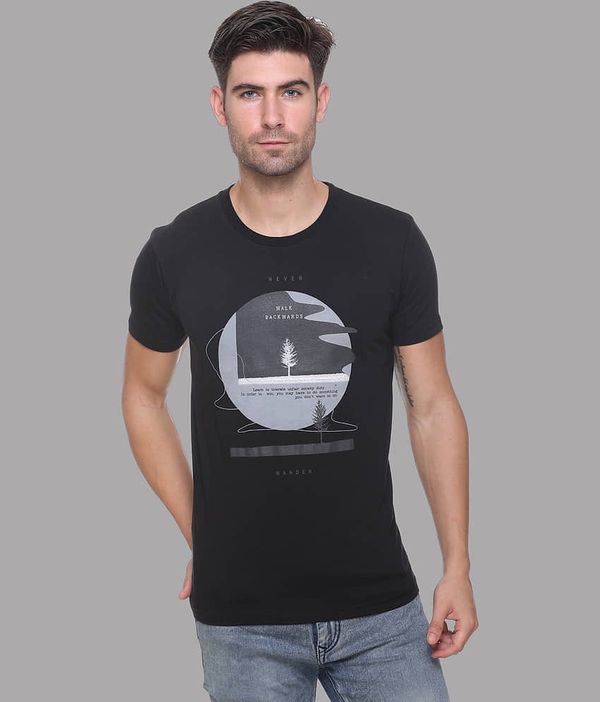 RF RAVES - Black Cotton Blend Regular Fit Men's T-Shirt ( Pack of 1 )