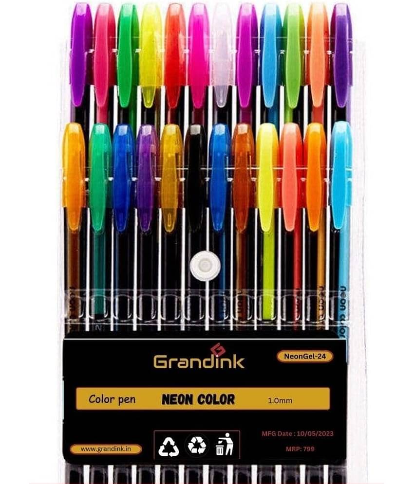 Neon Gel Pens Set Color Gel Pens, Glitter, Metallic, Neon Set, Good Gift For Coloring Kids Sketching Painting Drawing Gel Pens Set (24) Visit the ArtBee Store
