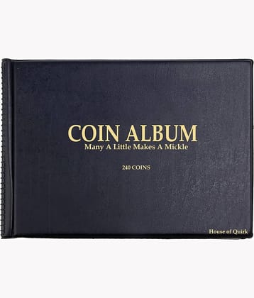 House of Quirk 240 Pockets Coin Holder Collection Coin Storage Album Book for Collectors, Money Penny Pocket (Black)