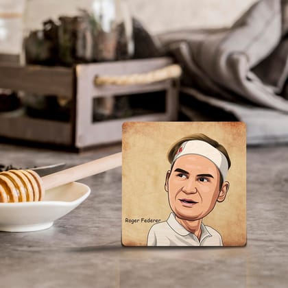 4"x4" Wooden Coasters | Roger Federer-Set of 2