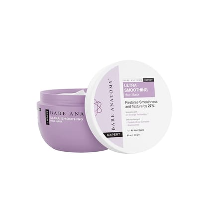 Bare Anatomy Ultra Smoothing Hair Mask For Dry & Frizzy Hair | Restores Smoothness & Texture by 27% | Powered By Carbohydrate Complex & Niacinamide | For Women & Men | SLS & Paraben Free | 250gm Bare Anatomy Ultra Smoothing Hair Mask For Dry & Frizzy Hai