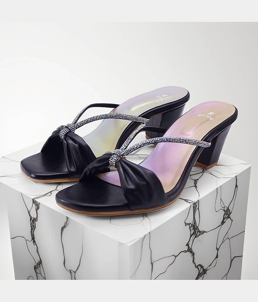 FLOWERS LIFE Black Women's Slip On Heels