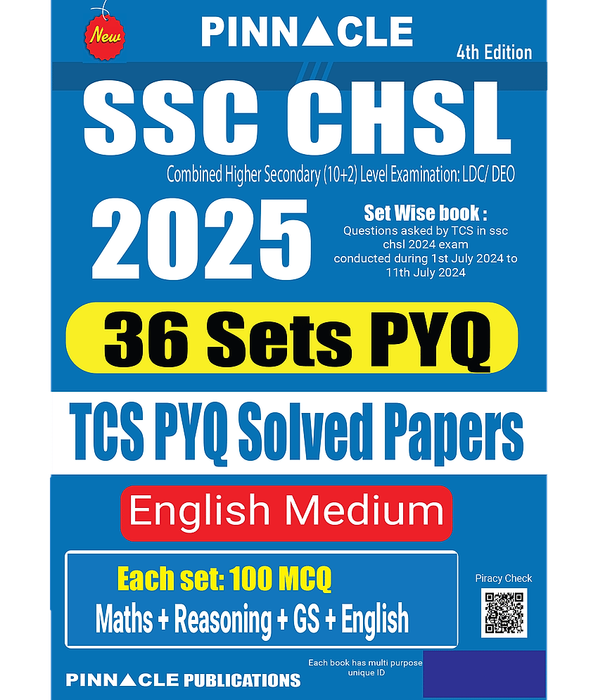 SSC CHSL 2025 : 36 Sets  TCS PYQ Solved Papers  4th Edition English medium