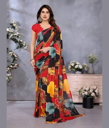 ANAND SAREES Georgette Printed Chanderi saree With Unstitched Blouse Piece ( Multicolor )