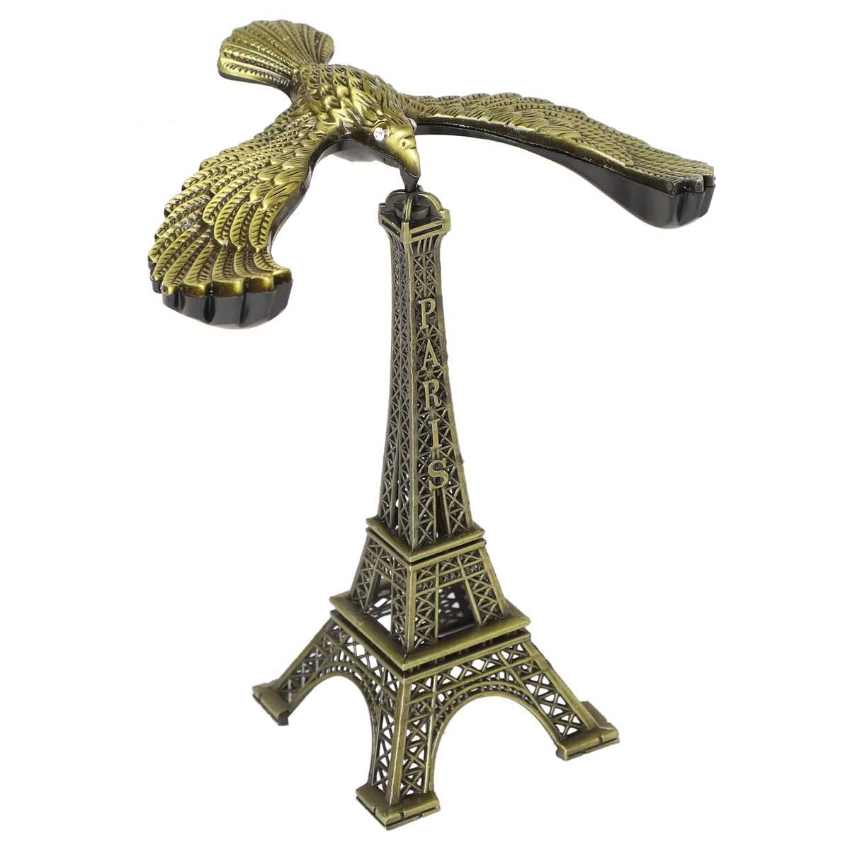 Multicolour Metal Eiffel Tower With Eagle Balancer, Miniature, Paris Landmark, Souvenir, Model, Replica, Monuments, Decorative Showpiece, Antique Finish (15 Cm)