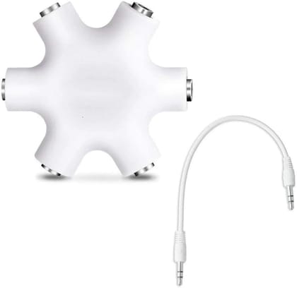 Audio Splitter 1X5 Hexagon Earphone Adaptor with 3.5mm cable Compatible with iOS & Android