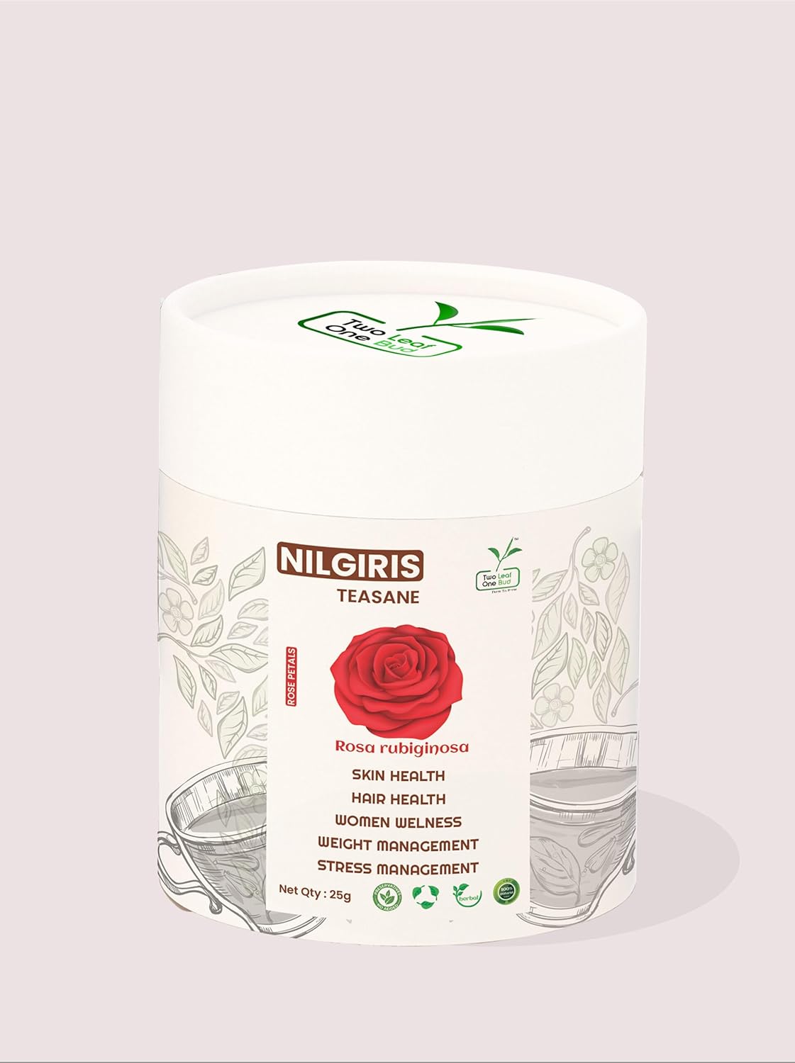Two Leaf One Bud Nilgris White Tea - Silver Tips - Rose Petals 25 Gms