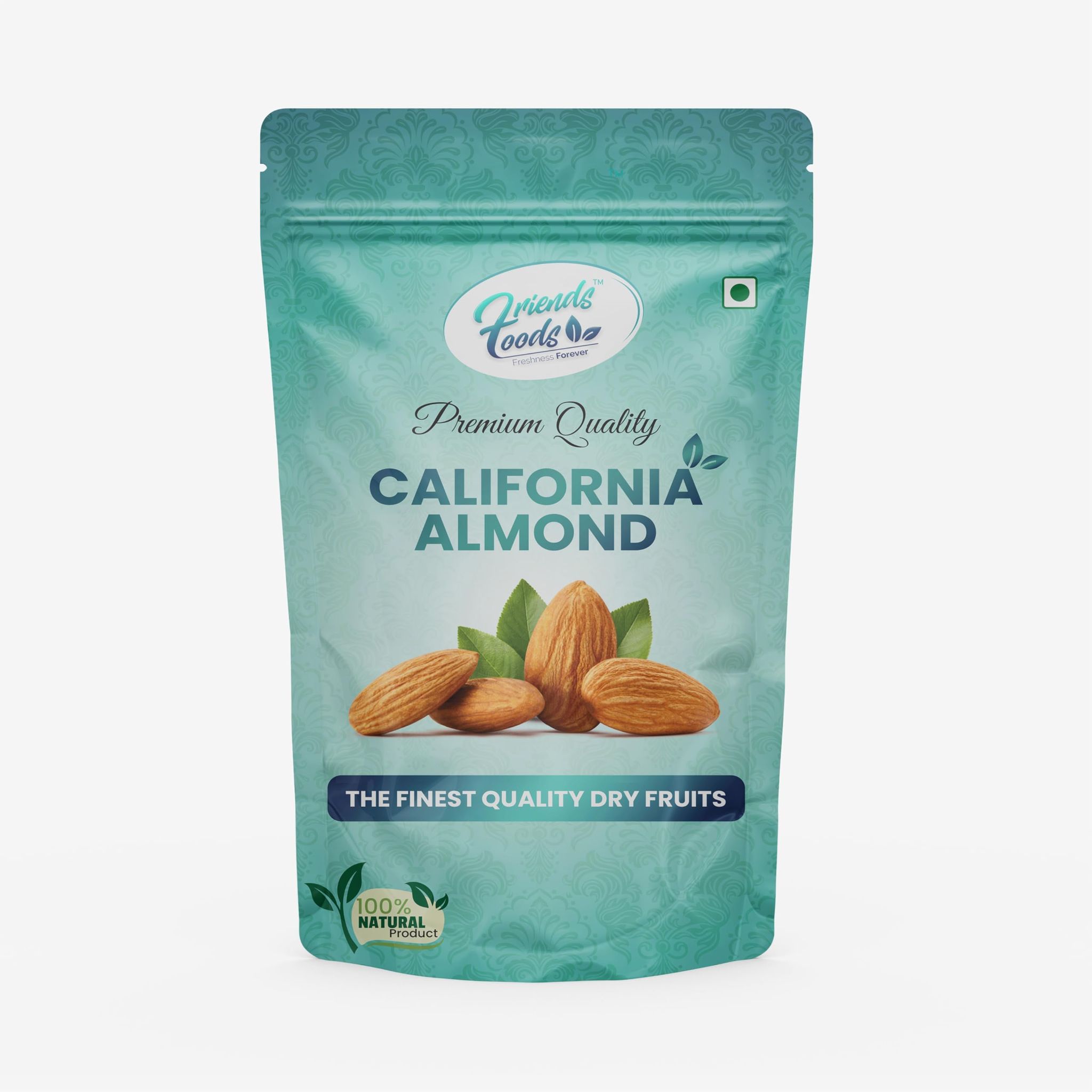 Friends Foods 100% Natural Premium California Dried Almonds (Badam) 1kg Pack Pouch | Premium Badam Giri | High in Fiber & Boost Immunity | Real Nuts | Gluten Free