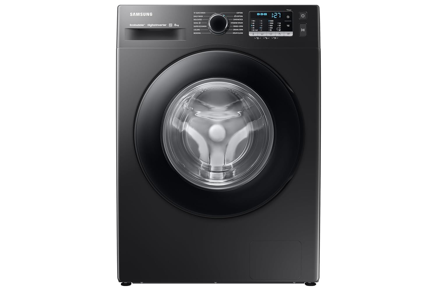 Samsung 8 kg, Hygiene Steam with Inbuilt Heater, Digital Inverter, Fully-Automatic Front Load Washing Machine (WW80TA046AB1TL, Black) Black