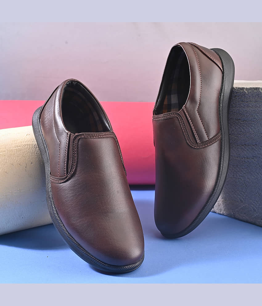 John Karsun Brown Men's Slip On Formal Shoes