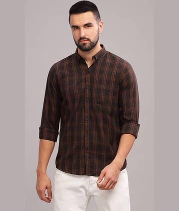 Paul Street 100% Cotton Slim Fit Checks Full Sleeves Men's Casual Shirt - Brown ( Pack of 1 )
