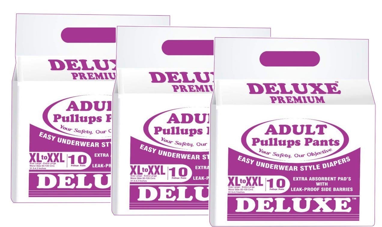 Deluxe Adult Diapers Pullups Pants, XL-XXL, 41-60inch (30 Pieces)