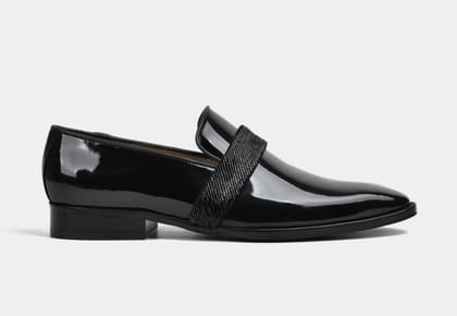 Ellis | Men Black Patent embellished slip-on (SALE)-UK 10