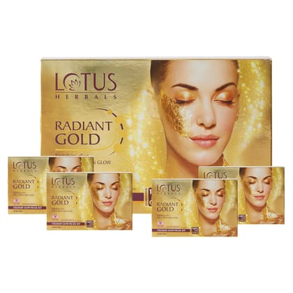 Lotus Radiant Gold Facial Kit for instant glow with 24K Pure Gold & Papaya ,4 easy steps 148g (4 use) Lotus Radiant Gold Facial Kit for instant glow with 24K Pure Gold & Papaya ,4 easy steps 148g (4 use)