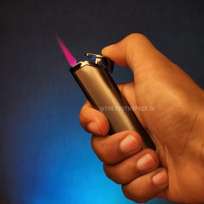 Slender Shine Red Flame Jet Lighter (Metallic)-Black