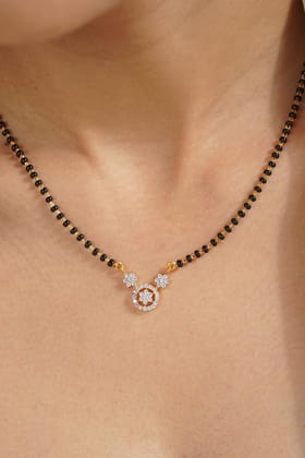 Chitraa Moissanite Silver Mangalsutra | 22KT Gold Vermeil-Yellow Gold / 18 inches