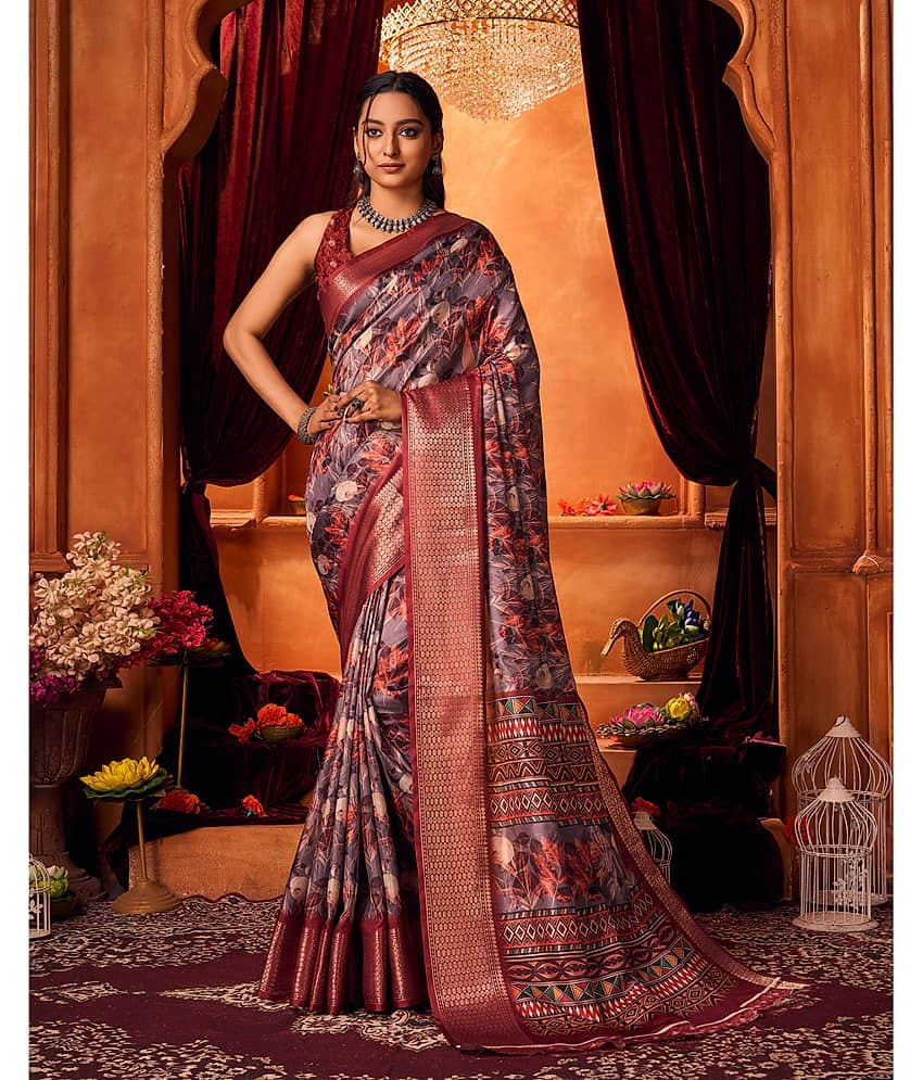 Aadvika Cotton Printed Saree With Unstitched Blouse Piece ( Pink )