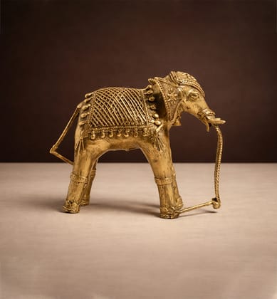 Handcrafted Brass Elephant with Lotus Showpiece – Medium (Bhareva Craft)