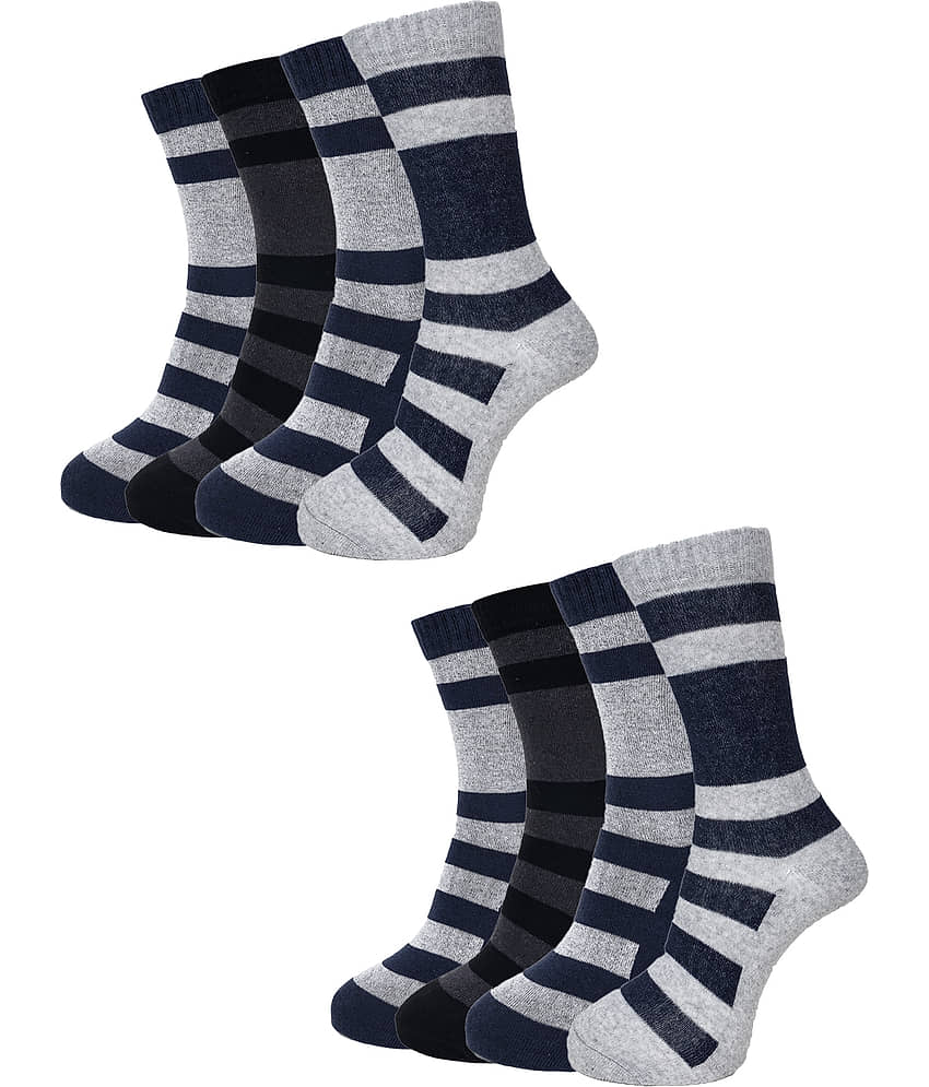 Dollar Cotton Blend Men's Self Design Dark Grey Ankle Length Socks ( Pack of 8 )