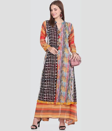 ELTHIA Women Georgette Printed A-line Dress ( Multicolor )