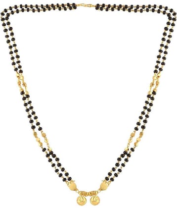 shankhraj mall gold plated black bead short mangalsutra for women-10024