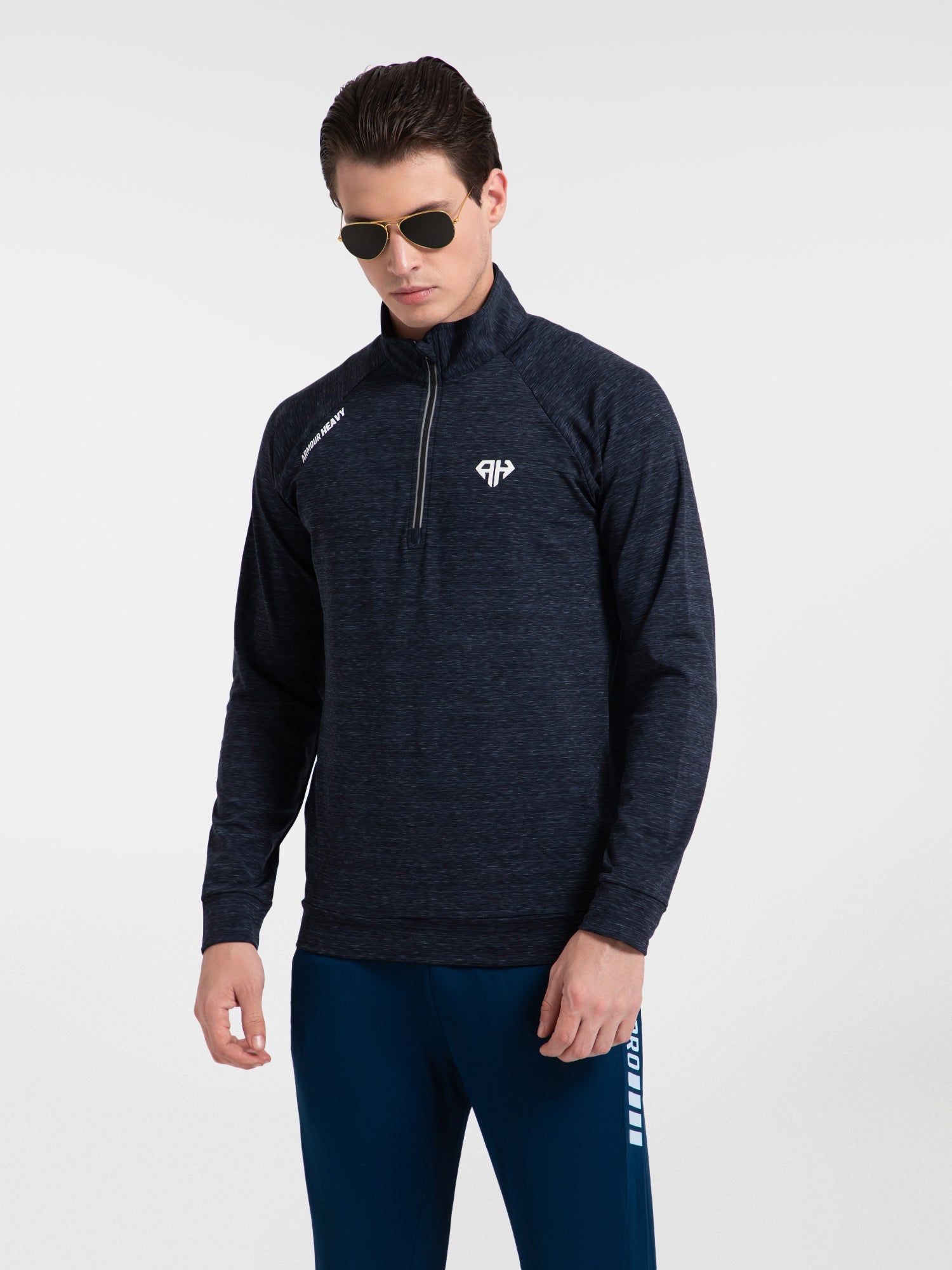 AH Quarterzip Blue Grey Mélange