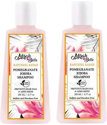 Mirah Belle Organic & Natural Pomegranate and Jojoba Hair Growth- Sulfate and Paraben Free Shampoo 200 mL Pack of 2