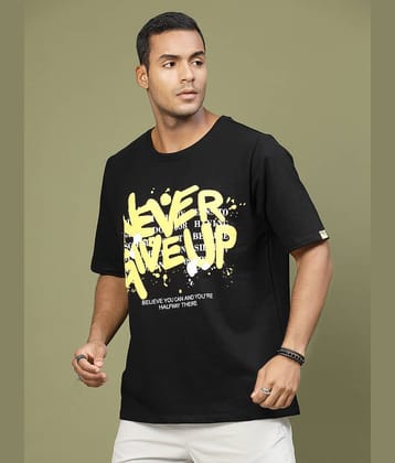 Rigo Pack of 1 Cotton Blend Oversized Fit Men's T-Shirt ( Black )