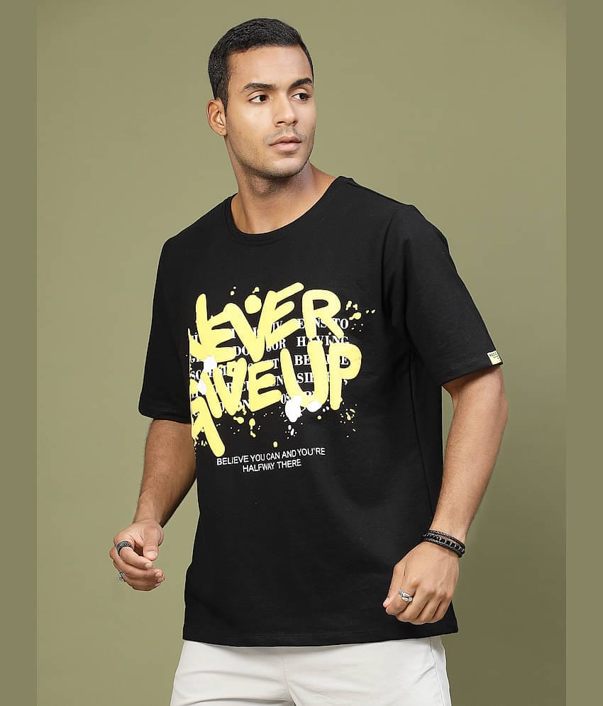 Rigo Pack of 1 Cotton Blend Oversized Fit Men's T-Shirt ( Black )