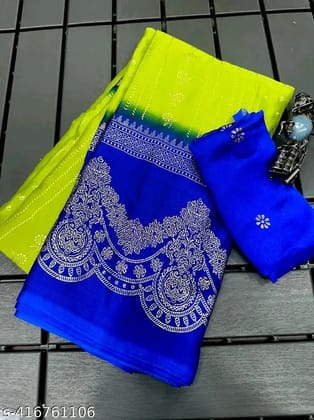 moss silk Blouse running Foil printed saree With soft material moss silk Blouse running Foil printed saree With soft material