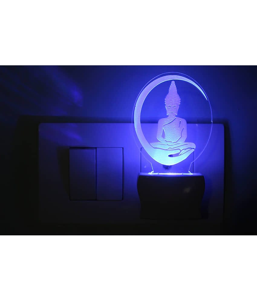 AFAST Peaceful Lord Buddha 3D Illusion LED Night Lamp Multi - Pack of 1