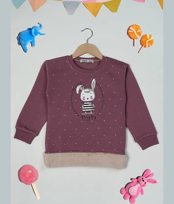 PAMPOLINA Girls Cotton Blend Sweatshirt ( Pink )