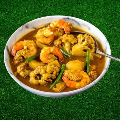 Chingri Aloo-phulkopi'r Jhol