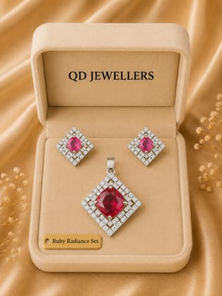 Ruby Radiance squre Pendant Set Ruby Radiance squre Pendant Set