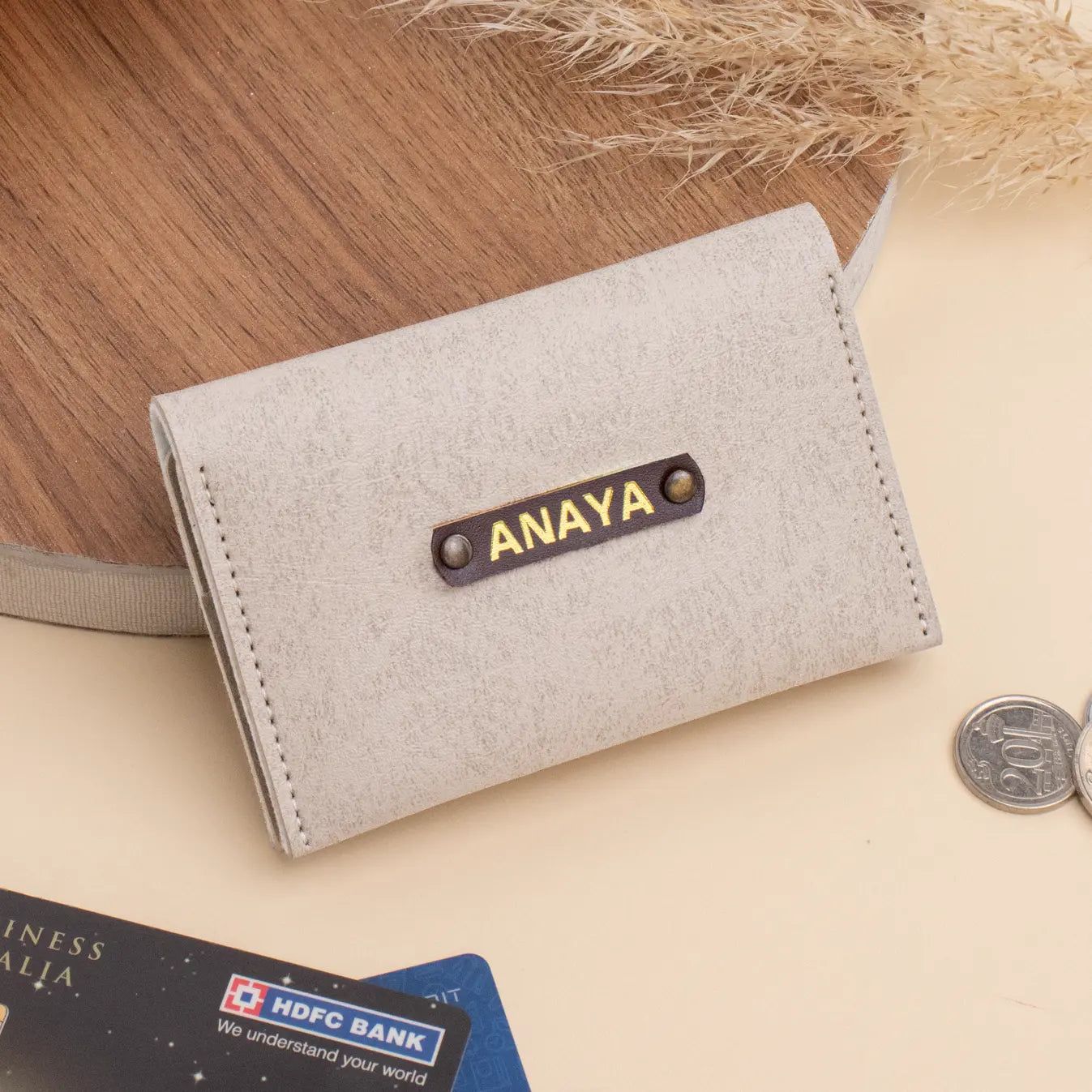 PERSONALISED MINI WALLET - BEIGE-Beige